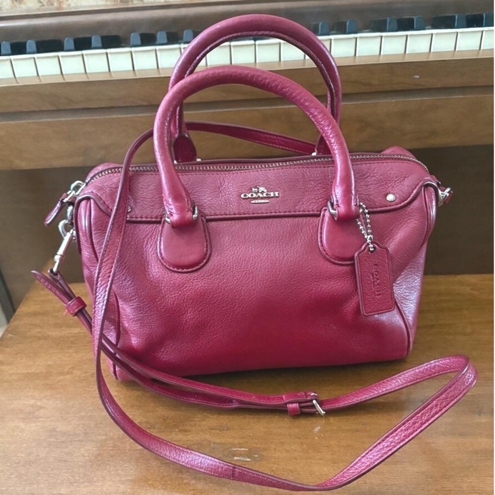 Coach Nolita Satchel F59180 Red Currant Pebble Leather Crossbody Bag